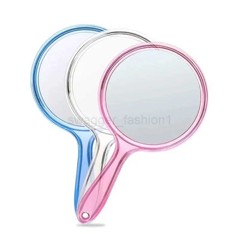 Hand Mirror Double-sided Handheld Mirror 1x/3x Magnifying Mirror With Handle Transparent Hand Mirror Rounded Shape Makeup MirrorXJ240813