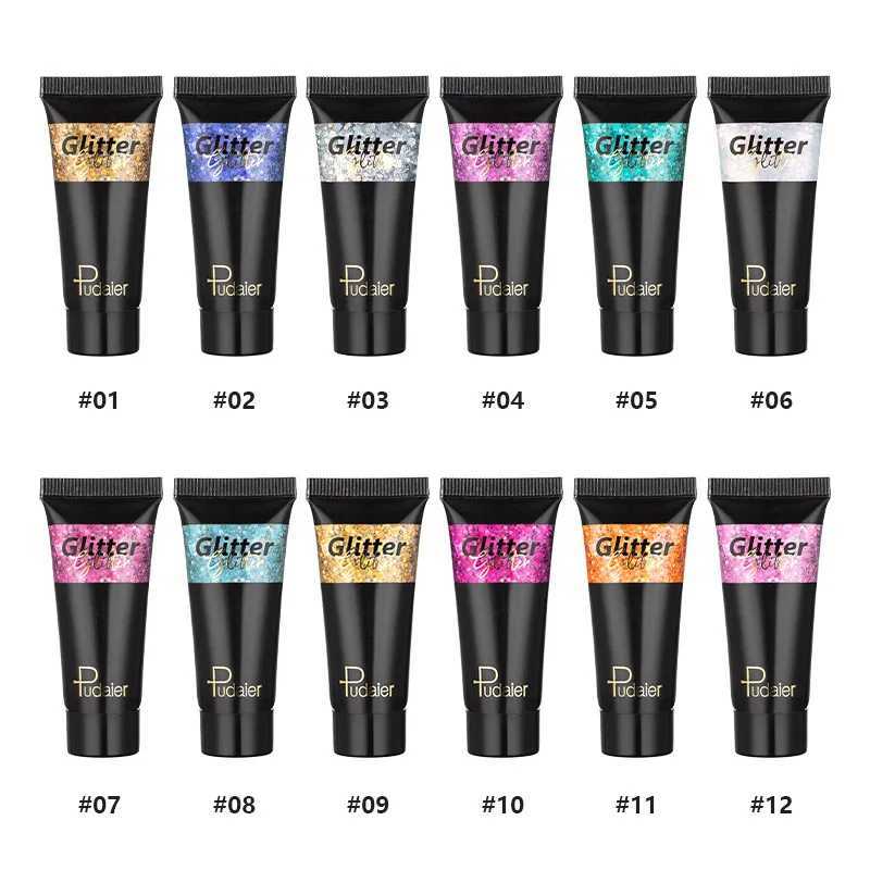 6-color body glitter gel multi-function facial lip hair loose sequins glitter liquid eye shadow festival stage makeup decoration W240812