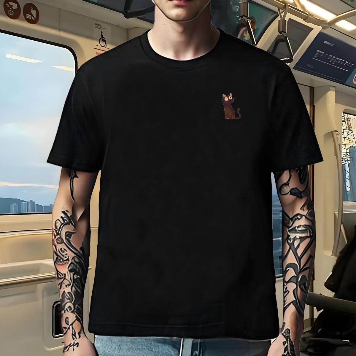 Casual New Tshirt for Man Woman cat Home Outdoor 230g Cotton Wear Breathable Short Sleeve Cool T-Shirts Anime Print