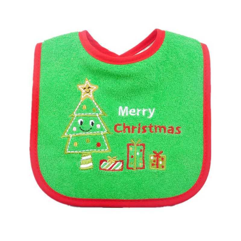 Bibs Burp Cloths Christmas Style Baby Bibs Round Neck Waterproof Burp Cloths Santa Elk Christmas Tree Pattern Infant Saliva Towel Xmas Kids GiftL4812