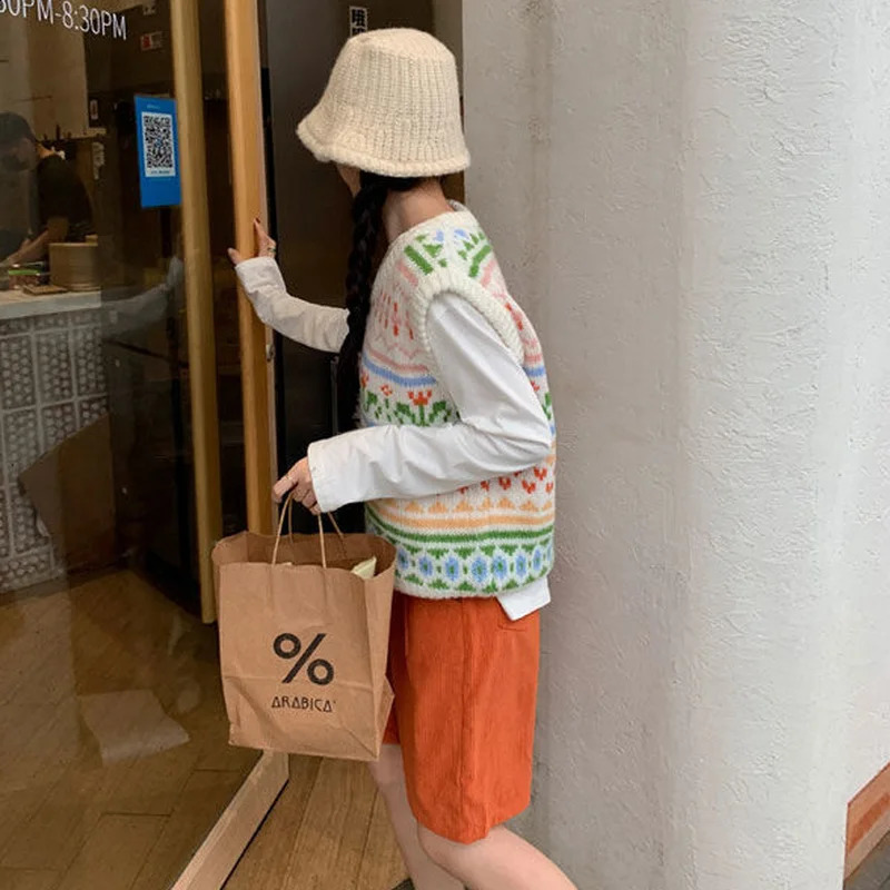Sweater Vests Women Preppy Sweet Style Lovely Ladies Autumn Knitwear Y2k Fashion Light Soft Cozy Harajuku Holiday Slim All-match 240812