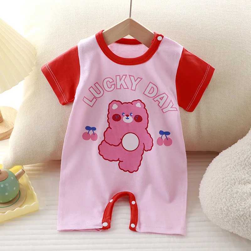 2024 new childrens clothing ultra-thin cotton summer treasure baby short sleeved jumpsuit boys and girls jumpsuit W240812