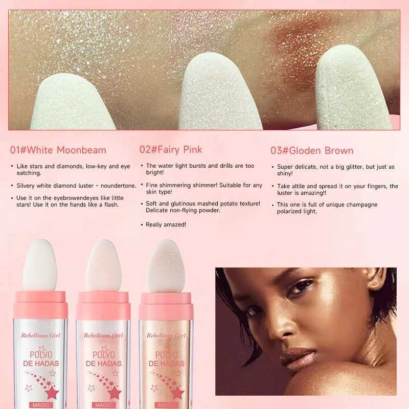 Highlight Powder White Moonlight Polvo De Hadas Flash Micro Light Contour Shadow Illuminator Female Facial Body Flash Makeup W240812