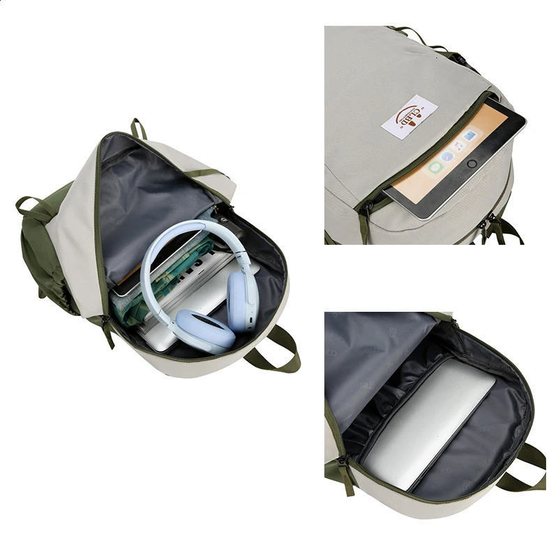 VC Contrasting Color Hiking Backpack for Outdoor Travel Waterproof Lightweight Mens Daily Versatile Unisex Edition 240813