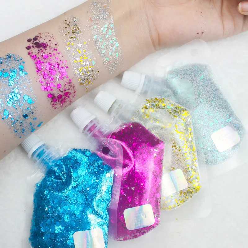 40ML face jewelry eye shadow shimmer pigment body face glitter sequins gel eye cream glitter skin holiday cosmetics glitter W240812