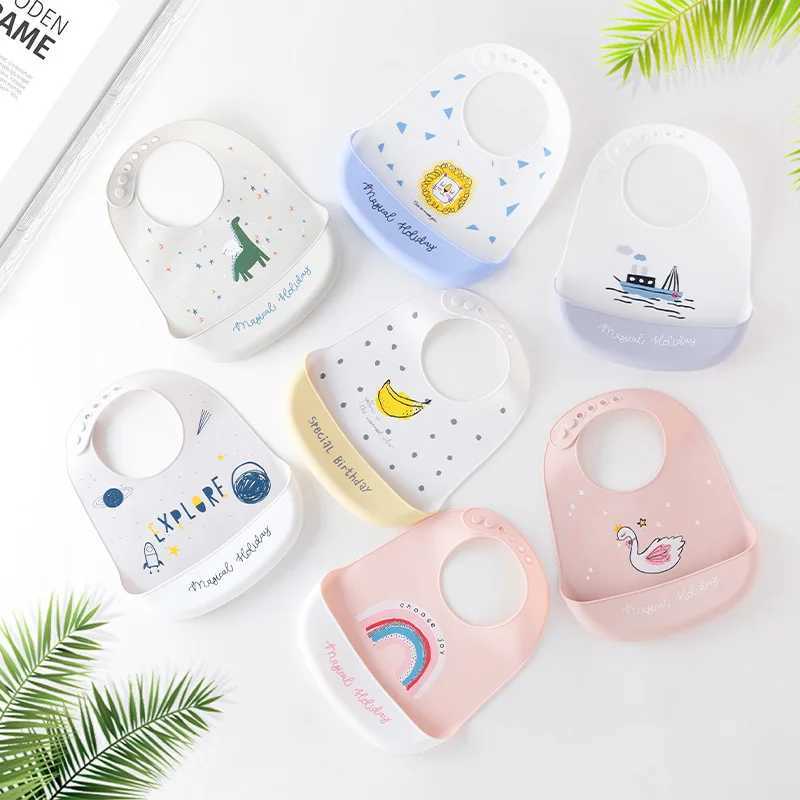Bibs Burp Cloths Baby Bib Silicone Saliva Towel feeding Baby Scarf Adjustable Animal Picture Waterproof Saliva Dripping silicone Bibs Burp ClothsL4812