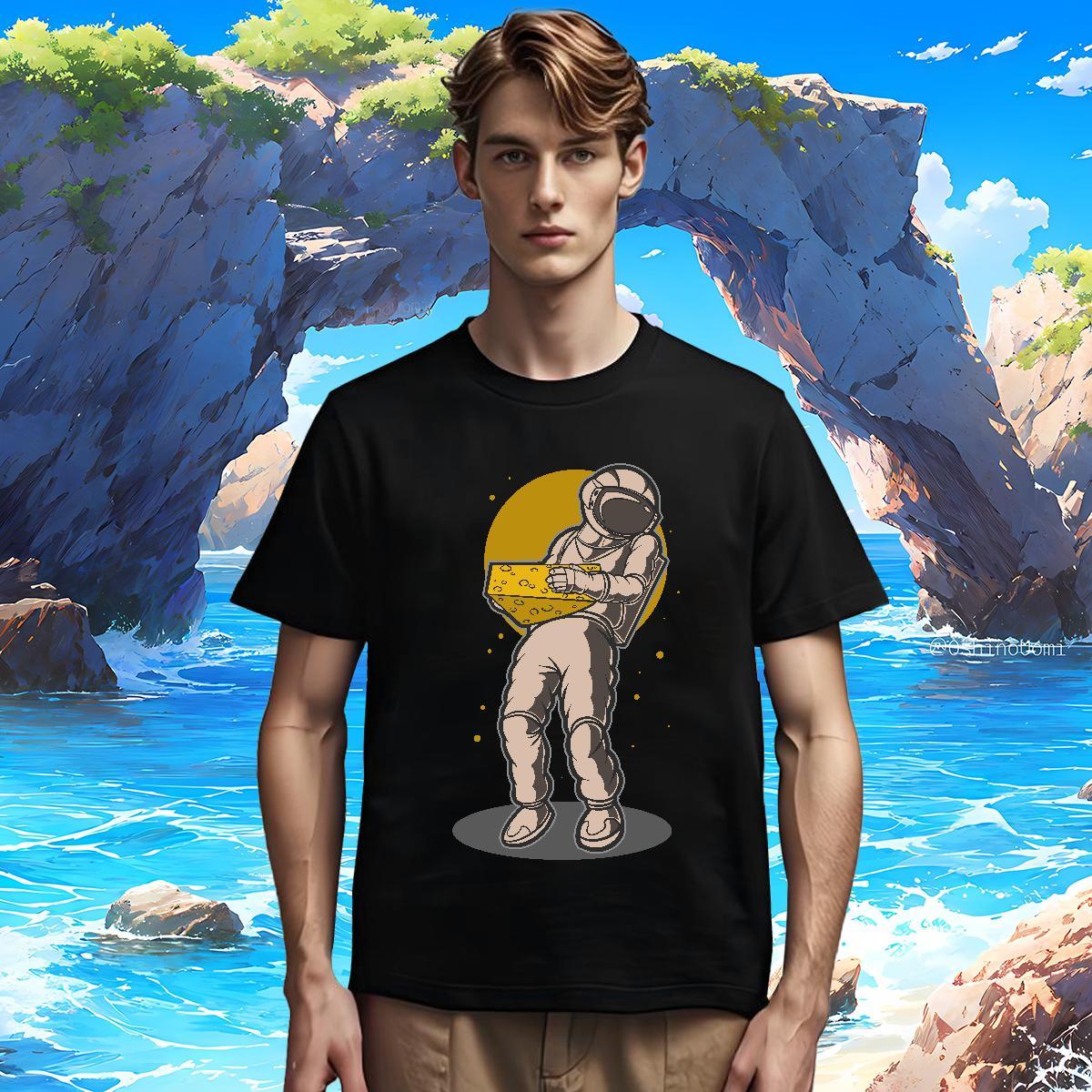 Men T Shirts 230g 100% Cotton cosmonaut High Street Hip Hop Breathable Short Sleeve Oversized 3XL 4XL Couples T Shirts Fashion TOP Quality Wear