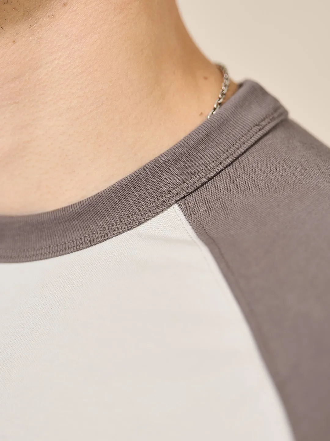 Autumn 280g Fabric Oversize Long Raglan Sleeve 100% Cotton T-shirts Men Plus Size Contrast Color Tops 240812