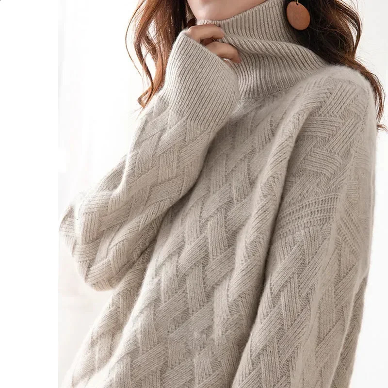 ZMZBCH Winter Womens Loose Sweater Fashionable Cashmere Oversized Thick Zipper Long Sleeve 240812