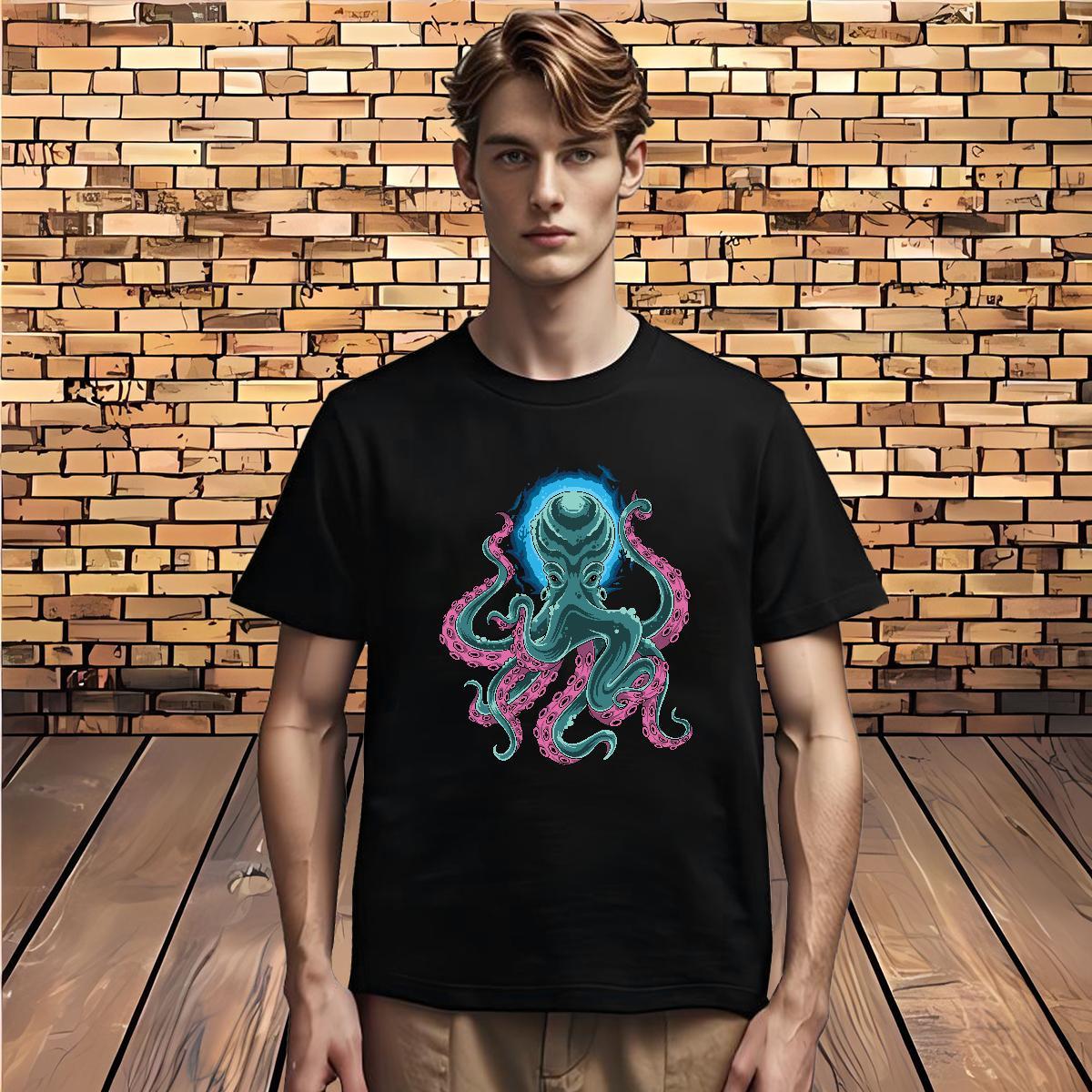 Brand Men Clothes T-Shirt octopus Home Outdoor 230g Cotton Tshirts Breathable Short Sleeve Designer T Shirts Men Custom Print Oversized