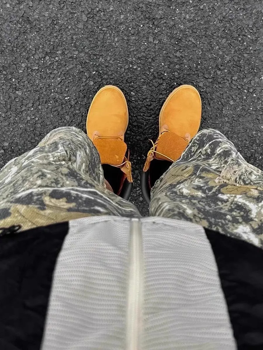 summer Harajuku hiphop camouflage retro oversized denim shorts fashionable mens straight leg wide jeans 240812