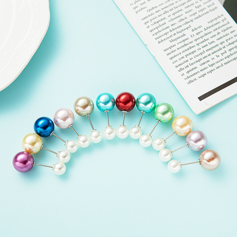 Ladies' fashionable and simple round colored pearl pin set box, waist cinching fixed anti glare brooch pin