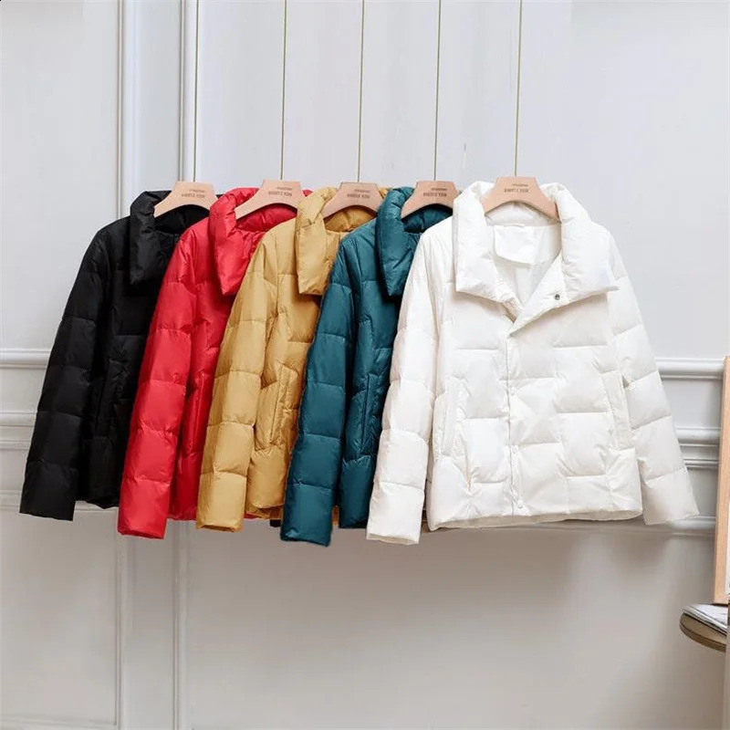 Autumn Winter Parkas Women Fashion Stand-up Collar Lightweight Thin Down Cotton Coat Female Casual Warm Outerwear 5XL 240813