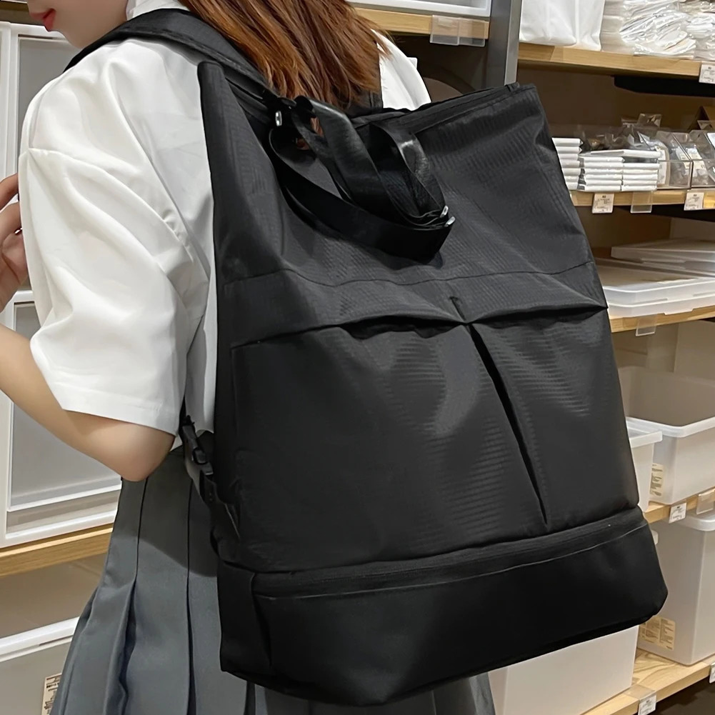 Neutral trend backpack lightweight womens casual handbag large capacity solid color multifunctional Versatile outdoor bag 240813