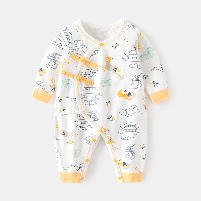 Newborn cotton onesie Spring and autumn baby national style boneless clothes newborn butterfly clothes baby A class clothing