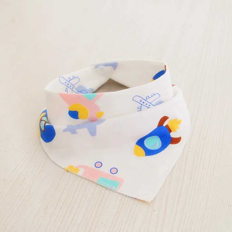 Bibs Burp Cloths 1pcs 100% Organic Cotton Baby Bibs Triangle Burp Cloths Cartoon Saliva Towel Baby Feeding Bibs Soft Absorbent Boys Girl BandanaL4812
