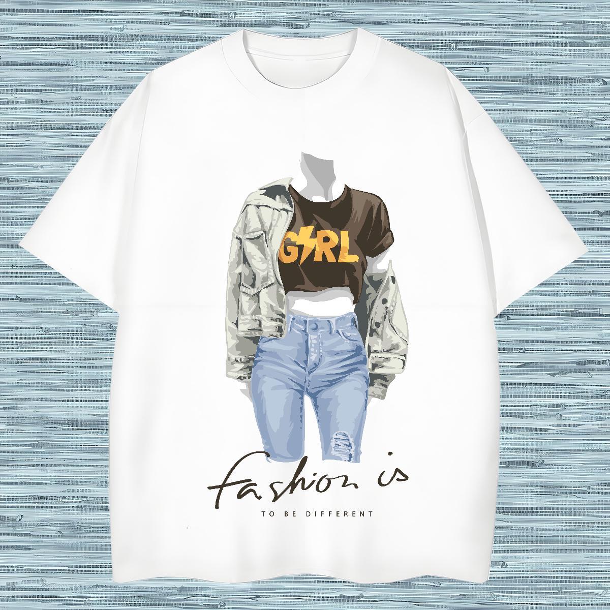 T shirt 230g Pure Cotton character Casual Short Sleeve Soft Cartoon Printing L-4XL Tshirts Fashion Casual Loose Fit Tees Shirts