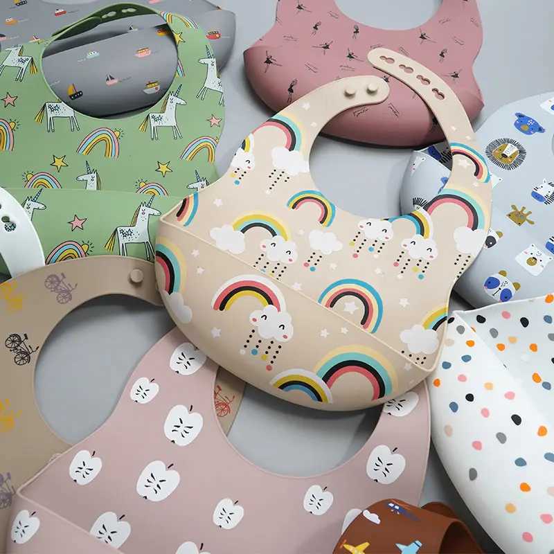 Bibs Burp Cloths 100%Food Safe Approve Silicone Childrens Products Personalized Collapsible Baby Bibs Adjustable Toddler Bib Baby StuffL4812