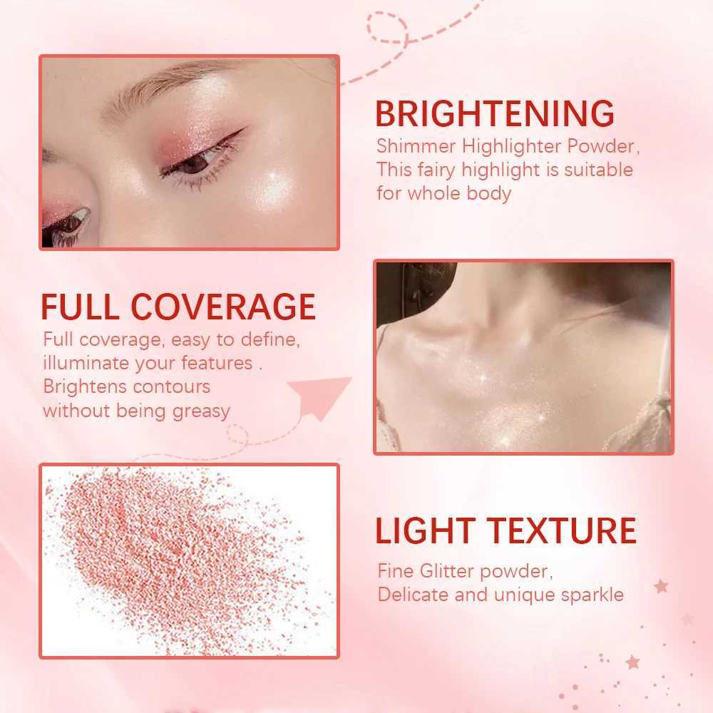 Face Body Highlander Micro Light Powder High Gloss Fairy Sparkle Sparkling Loose Powder Used for Hair Body Cosmetics Bright W240812