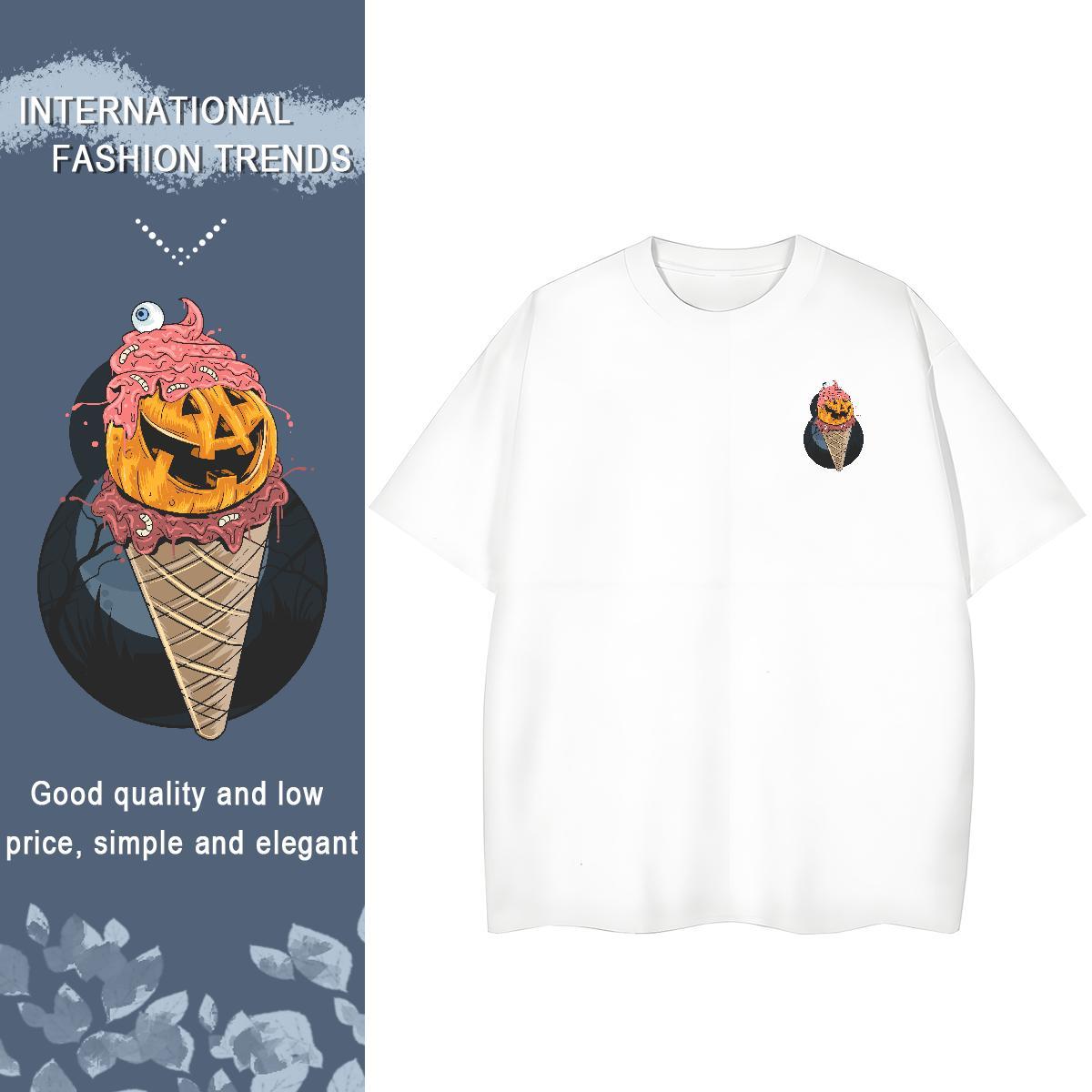 T-Shirts for Men 230g Cotton Halloween Summer Casual Breathable Crew Neck Black White Couples T Shirts Classic High Quality Tees Shirts