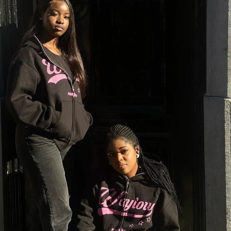 Star Letter Print Hoodie Men Retro Zip Up Long Sleeve Loose Jacket Coats Harajuku Casual Gothic Women Sweatshirt Y2K Streetwear 240809