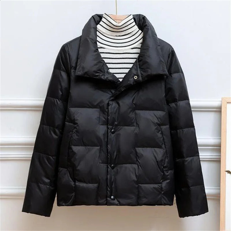 Autumn Winter Parkas Women Fashion Stand-up Collar Lightweight Thin Down Cotton Coat Female Casual Warm Outerwear 5XL 240813