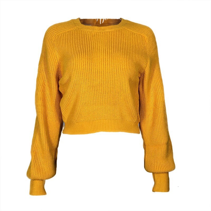 Autumn and winter knitted long sleeved round neck with exposed navel fashionable inner layer sweater women's short top jacket