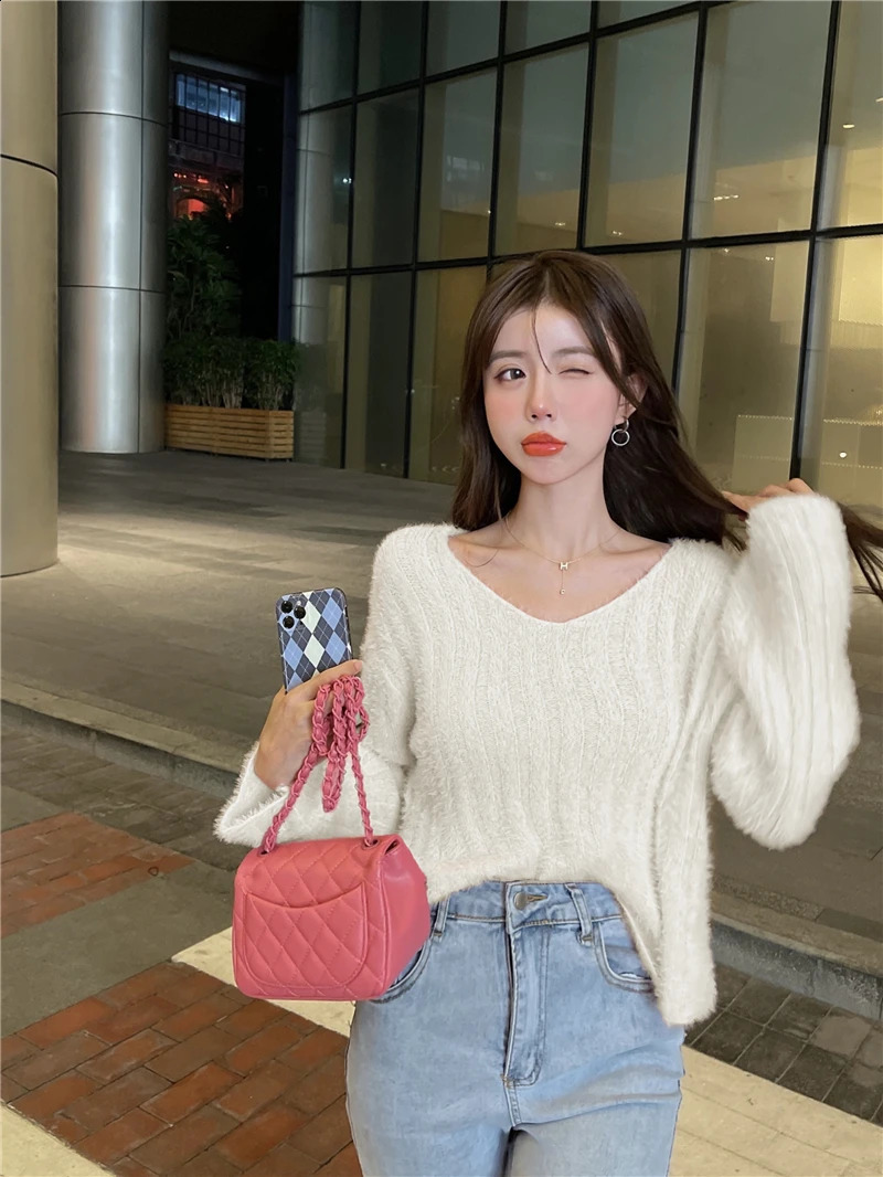 Sweaters Women Loose-fitting Preppy Style Solid Ulzzang Light Soft Autumn All-match Knitting Casual Mujer Clothes Pullovers Cozy 240812