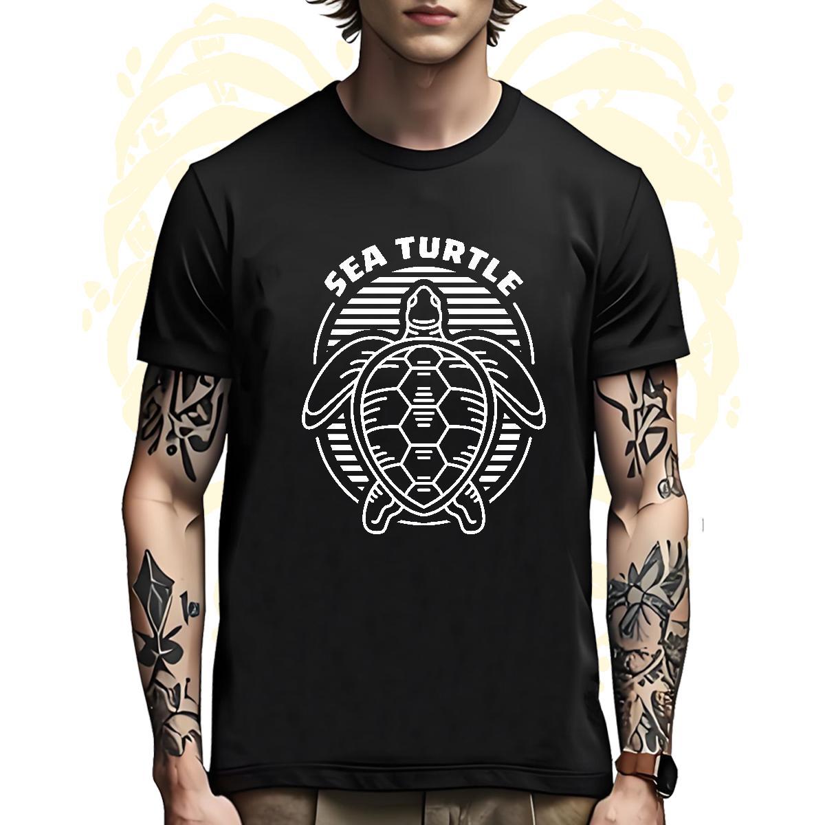Loose Fit Man T Shirts tortoise Crew Neck Breathable Sport Black Oversized 230g Pure Cotton Men Tops Tees New Clothings