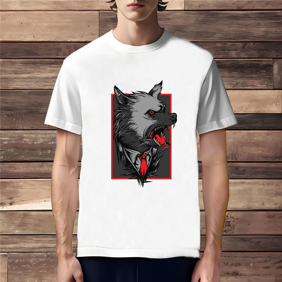 TOP Quality T-Shirts wolf O-Neck Short Sleeve Beach Customized Print 230g Cotton Tshirts Free Shipping Tees Shirts