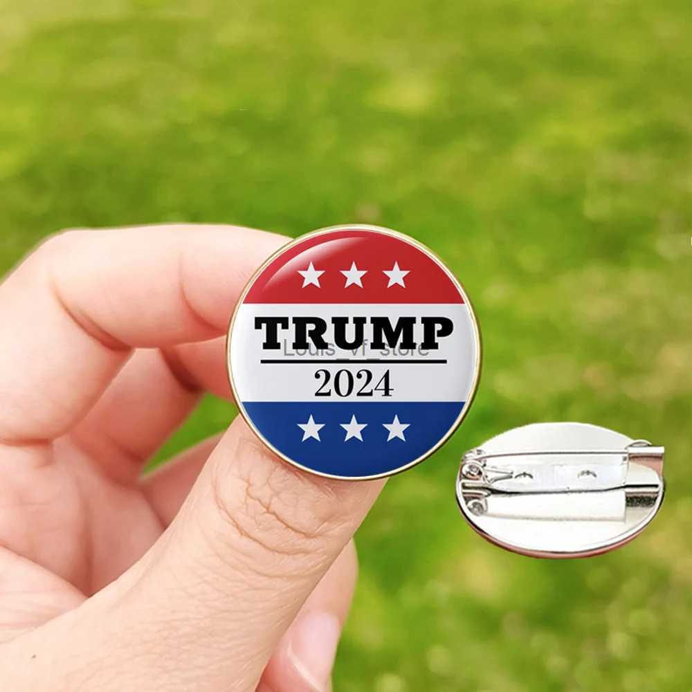 Pins Brooches In 2024 Trumps lapel pin and humorous printing of the American flag once again saved lives mens glass dome brooch womens bag accessories