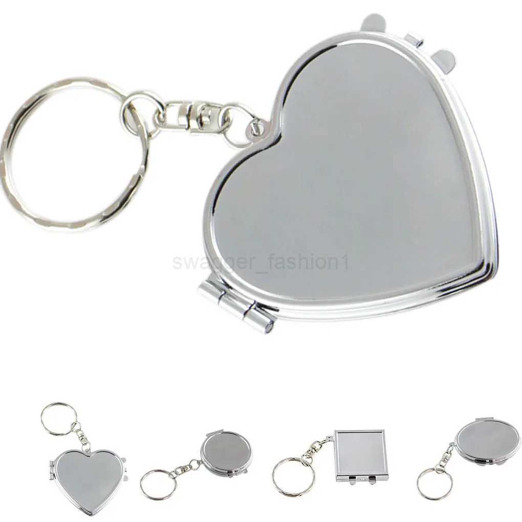 Round Heart Oval Sqaure Shape Double Sides Cosmetic Mirror Metal Folding Keychain Makeup Mini MirrorXJ240813