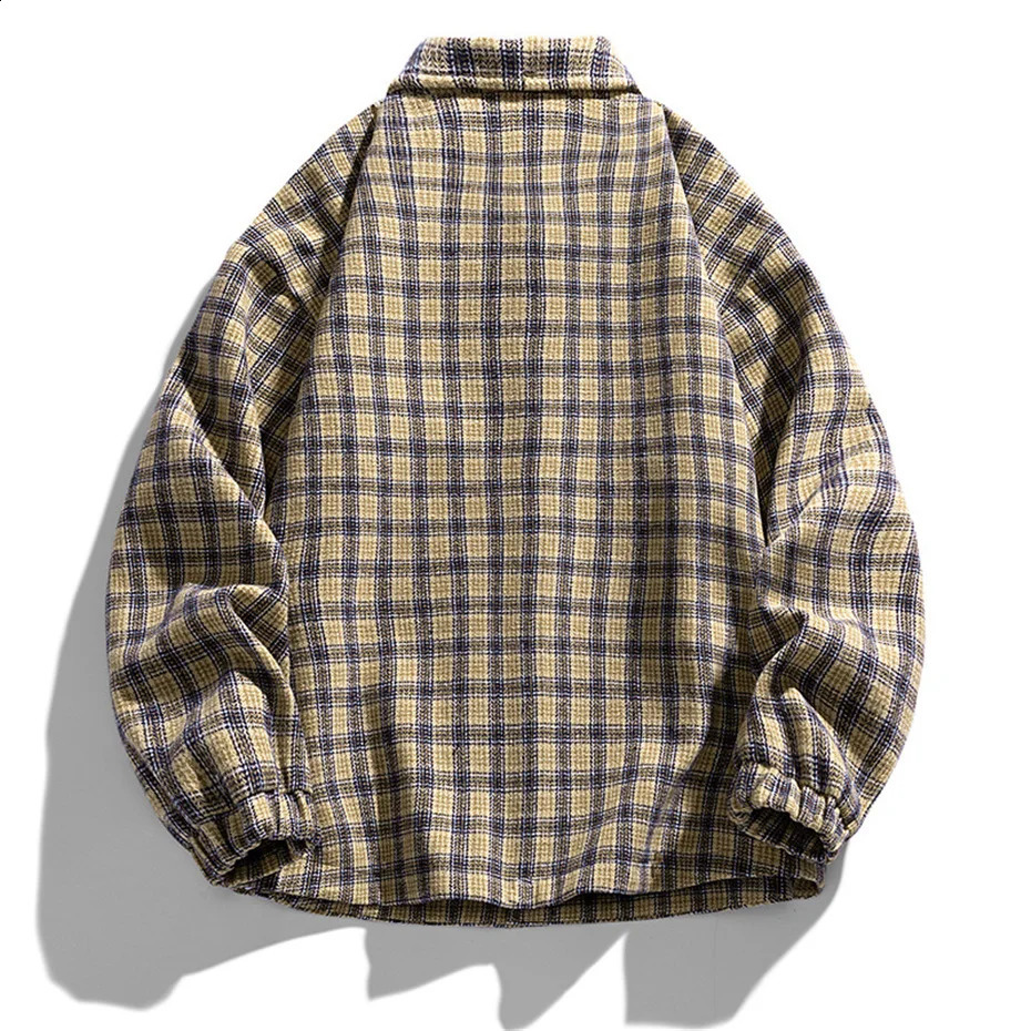 Plaid Jacket Men Harajuku Woolen Jacket Coat Plus Size 8XL Spring Autumn Plaid Coats Male Outerwear Big Size 8XL 240812