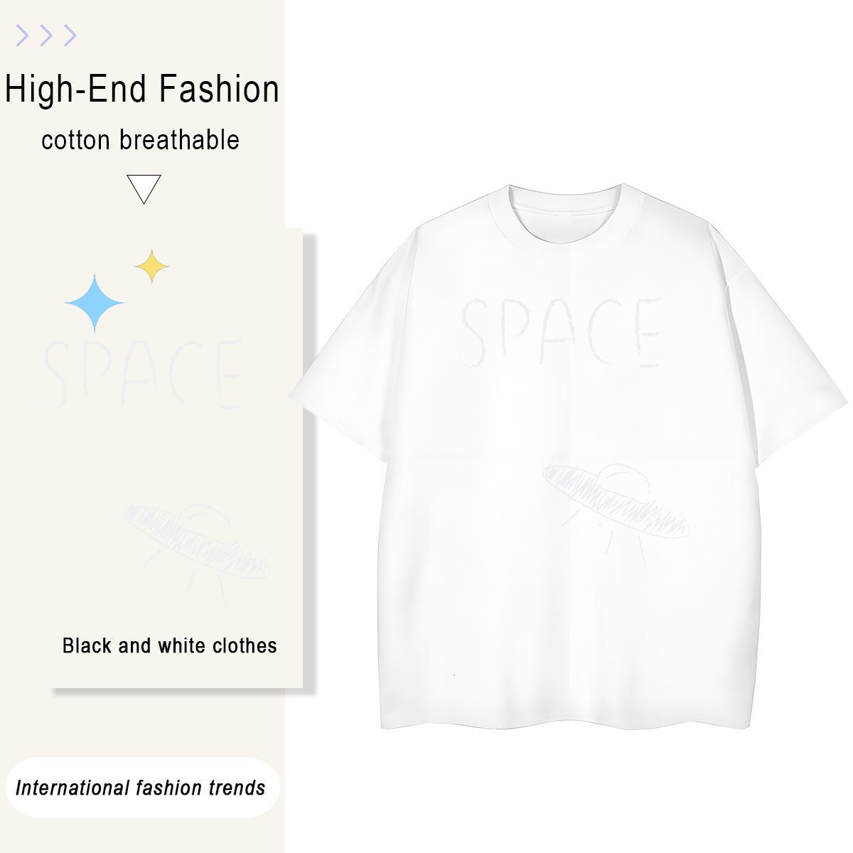 Loose Men Clothes T-Shirt Street wear Hip Hop 230g Cotton Floral Print Pure Cotton ET T-Shirts for Men Fashion Casual Tops Tees