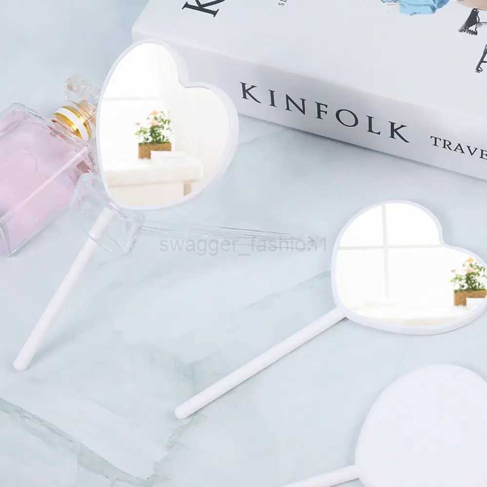 Hand-held Makeup Mirror Girly Heart Handmade DIY Cute Cosmetic Woman Girls Creative Durable Portable Love Heart Handle MirrorXJ240813