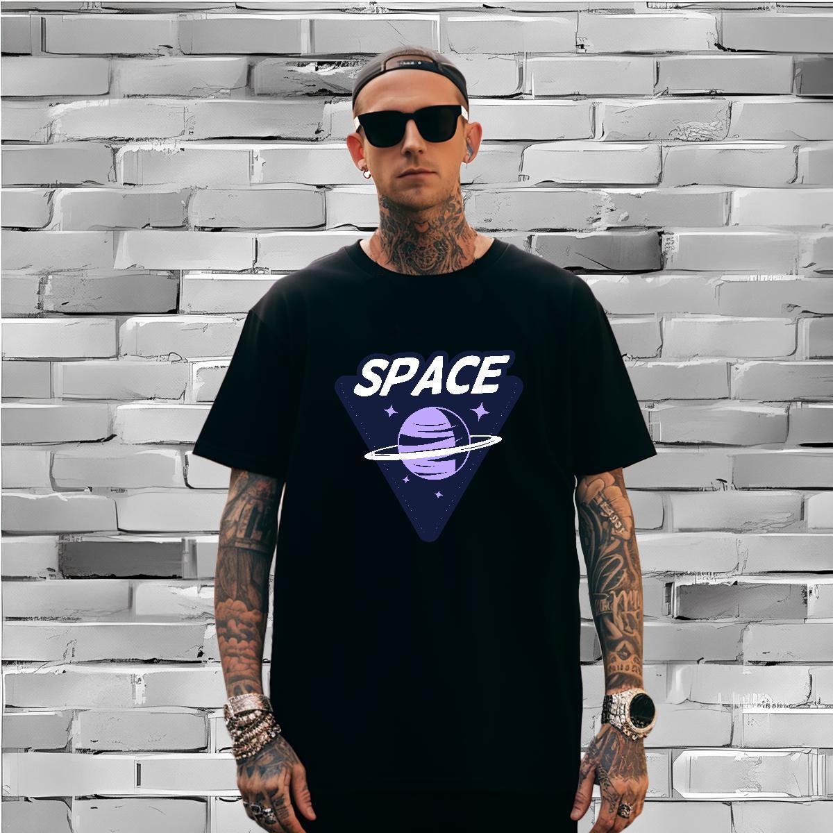 T Shirts Men 100% Cotton 230g planet Street Breathable Short Sleeve Custom Print Oversized Men Tops Tees Fashion Casual Popular Tshirts