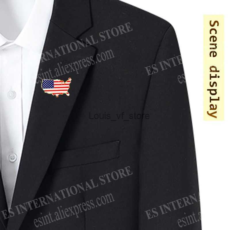 Pins Brooches Arts and Crafts US Flag Metal Collar Pin Sandblasting Back Accessories Map Brooch Set Badge Patriotic Personality Decoration H240813
