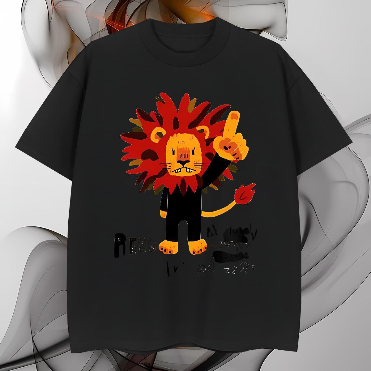 Loose Fit lion T Shirts Men Summer Casual Tshirt for Man Woman 100% Cotton 230g 2024 DIY Breathable Crew Neck Custom Printed Tee Shirt