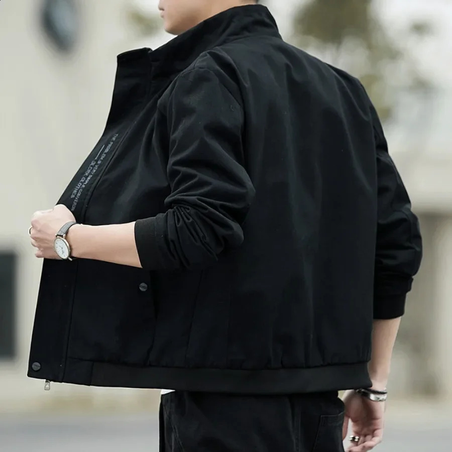 Mens Fashion Jacket Spring and Autumn Stand Collar Outdoor Leisure Windproof Zipper 240812
