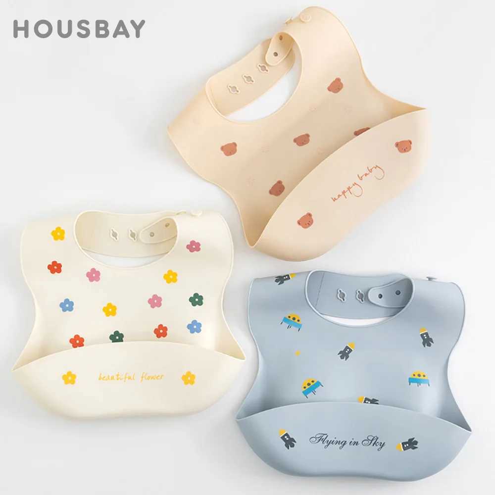 Bibs Burp Cloths Baby Bibs Waterproof Soft Silicone Scarf Rocket Print Adjustable Bibs Burp Cloths Baby Feeding Aprons Kids Eating AccessoriesL4812