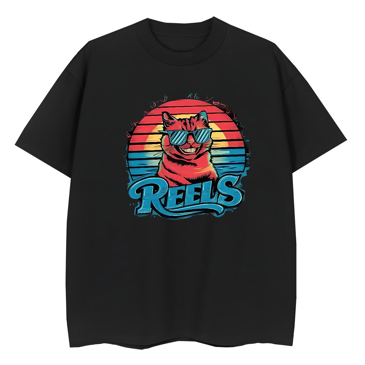 Unisex T-Shirts for Men cat Breathable Soft Casual Custom Big Size 230g Pure Cotton Tshirts 2024 Summer Clothings