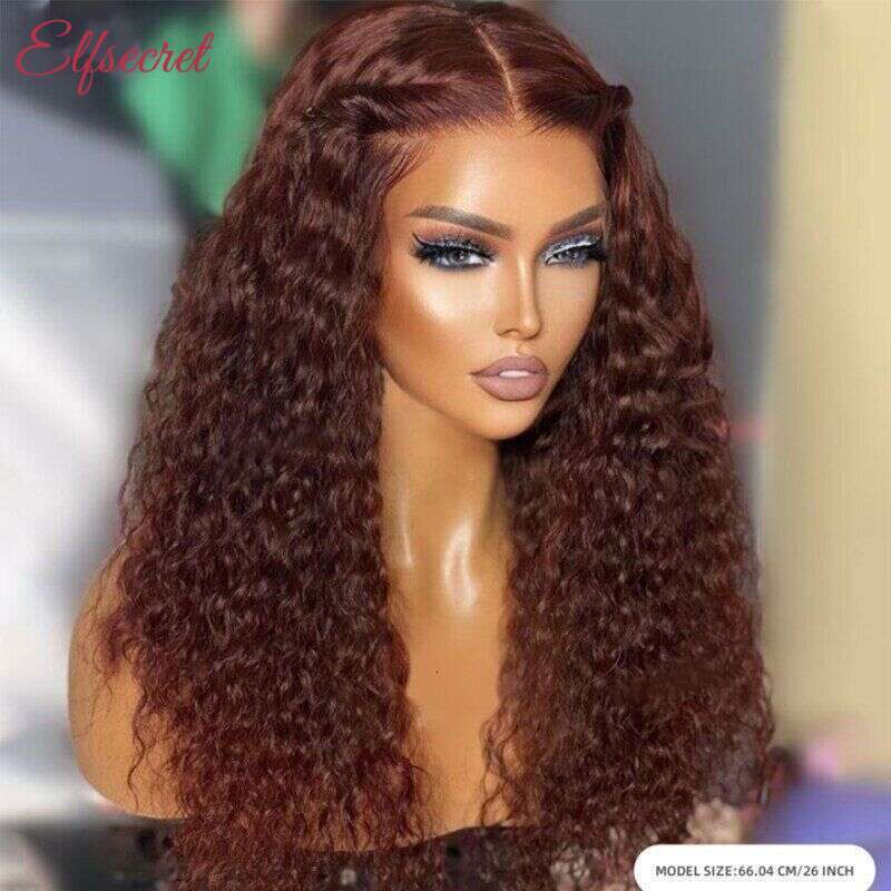 Chocolate Brown 13X6 Deep Wave Front Wigs Curly Lace Frontal Wig Colored Human Hair For Women