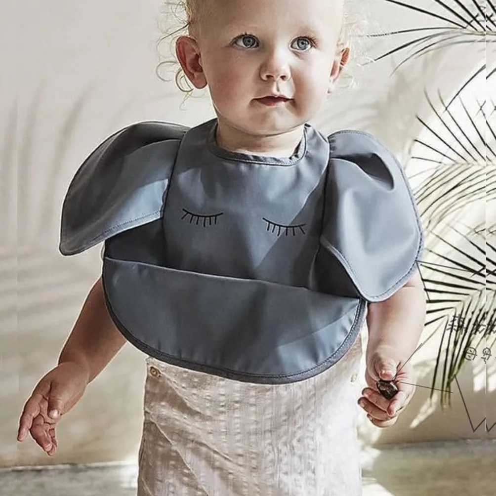 Bibs Burp Cloths INS Nordic Style Baby Bibs Waterproof Short Sleeve with Pocket Feeding Waterproof Bib Easy Clean Cute Elephant Bibs Soft PUL4812