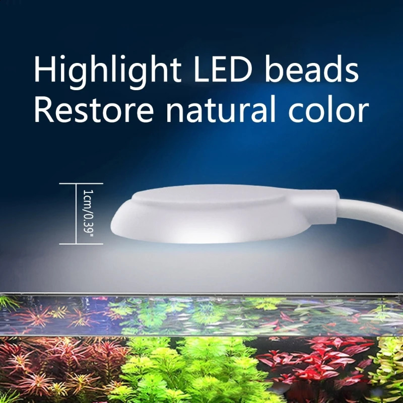 5W USB Plug Fish Tanks Clip-on Light Clamp Aquarium Lights LED Beads White and Blue Lights 360-Degree Rotations 240812