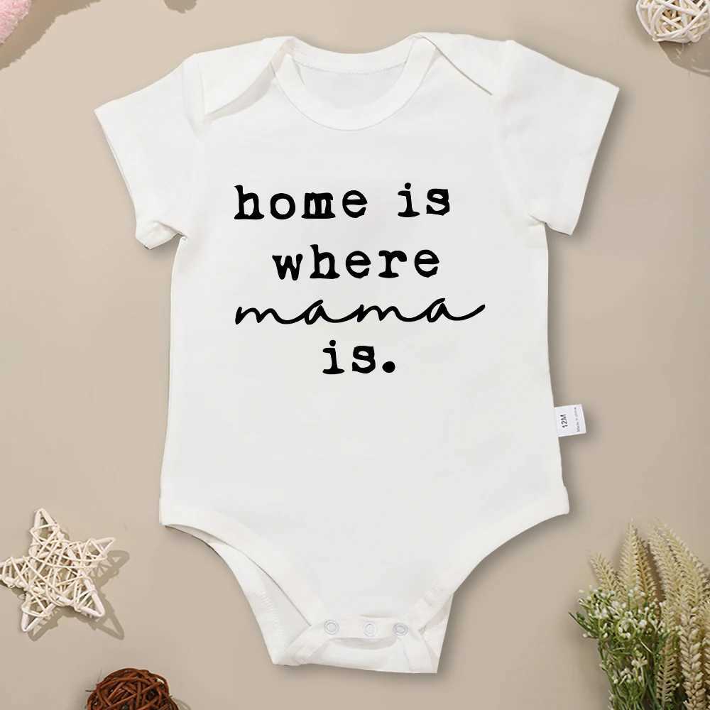 Home Is Where Is Baby Girl Clothes Short sleeved Cotton Summer Newborn Bodysuit Onesie Street Casual Comfortable Breathable W240812