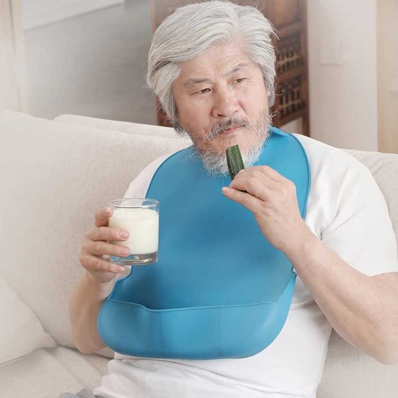 Bibs Burp Cloths Soft Silicone Burp Bib for Adults Fashionable Old Man Feeding Apron Waterproof Bib Food-grade Burping ClothL4812