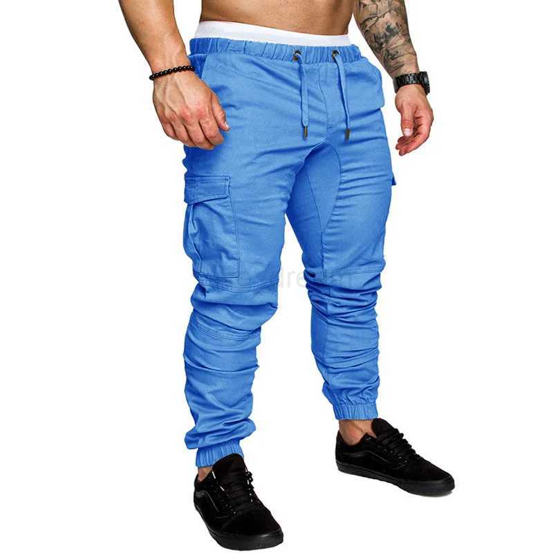Men Green Khaki Multiple Pockets Cargo Pants Joggers Sweatpants Casual Male Sportswear Hip Hop Harem Pants Slim Fit TrousersXJ240813