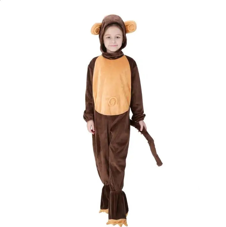 Animals Monkey Costume Adult Girl kids Monkey Onesie Flannel Women Anime Jumpsuit Disguise Cosplay Onesies Halloween Carnival 240812