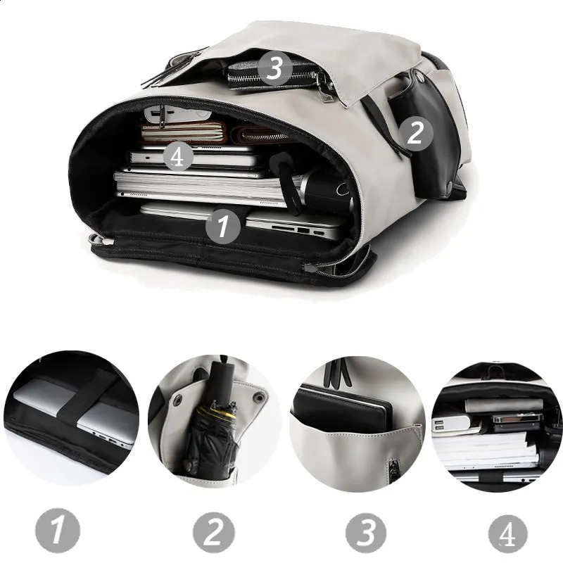 High quality leather backpack for men with USB charging casual travel waterproof 156inch laptop Mochila suitable teenagers 240813