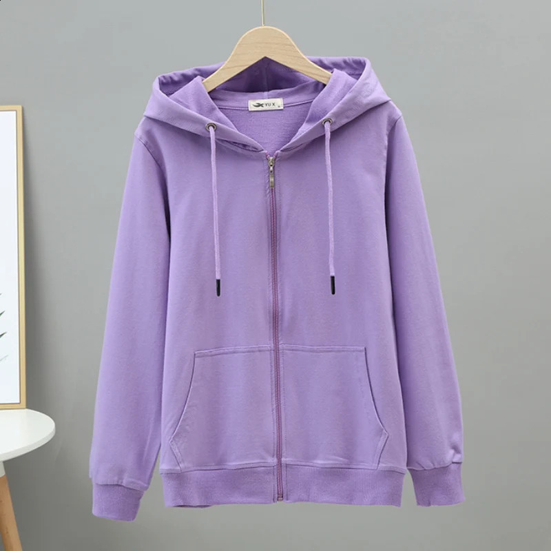 Korean Loose 5Xl Women Pure Cotton Hoodies Fashion Oversize Long Sleeve Solid Zipper Sweatshirt High Quality Autumn Tops 240812
